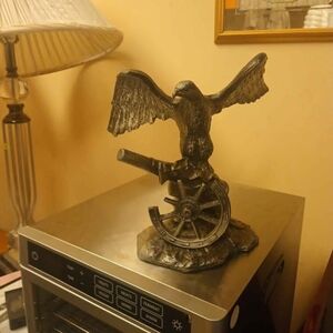 Bronze Eagle Sculpture on Cannon Wheel